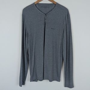 John Varvatos Star USA Long Sleeve Four Snap Melange Henley Shirt